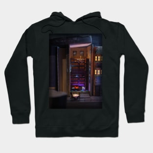 Miniature bookshelf alley - library and cafe Hoodie